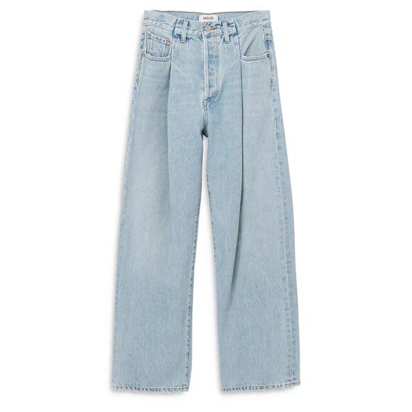 AGOLDE WOMENS 29 FOLDED WAISTBAND HIGH RISE ANKLE WIDE JEANS SIDELINE BLUE NEW - Picture 3 of 15